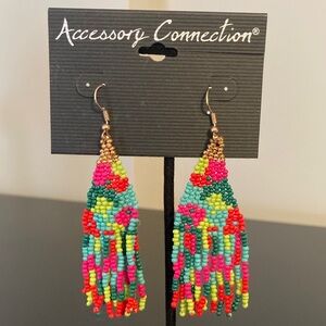 Multicolor Beaded Fringe Earrings